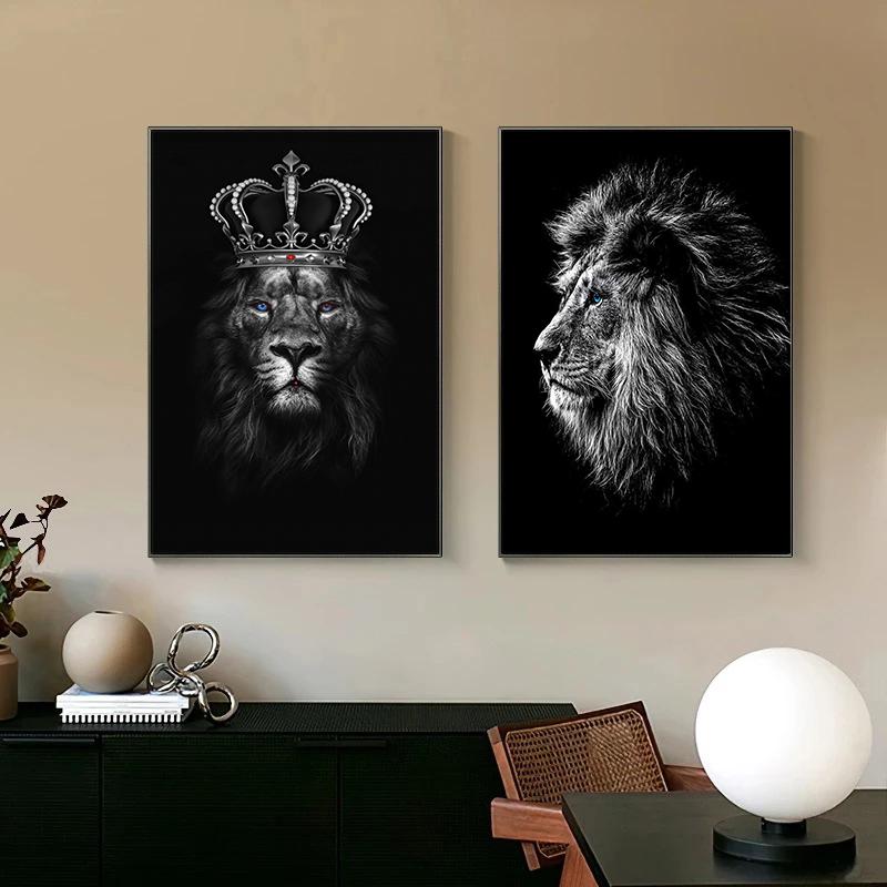 König der Löwen, Tierkunst, Leinwand-Poster und Drucke, moderne Malerei, Wandbilder für Wohnzimmer, Heimdekoration, Cuadros