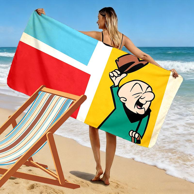 Mr. Magoo Print Beach Towel, Large Soft Quick Dry Towel for Beach Camping Swimming
