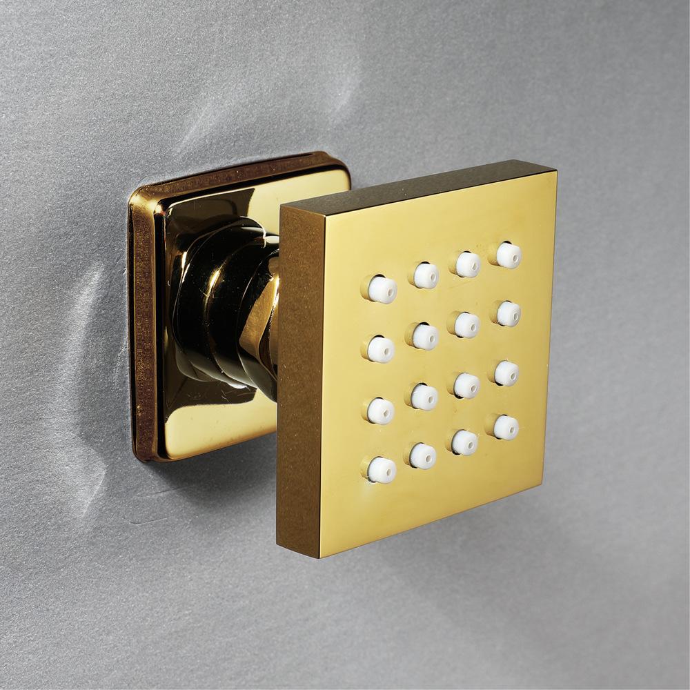 Wall Mounted Massage Shower Jets Brass Bathroom Shower Faucet Accessories Square Gold G1/2 Connector 5years Guruantee