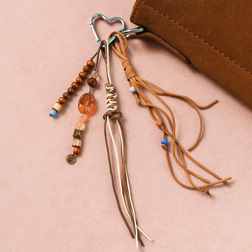 Acrylic Woven Ropes Car Keychain Maillard Beads Braided Rope Keyring  Jewelry Accessories