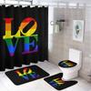 Rainbow Pride Gay Flag Shower Curtain Set Bath Mat Bathroom Toilet Carpet Floor Rug Lesbian Peace Lgbt Home Decor