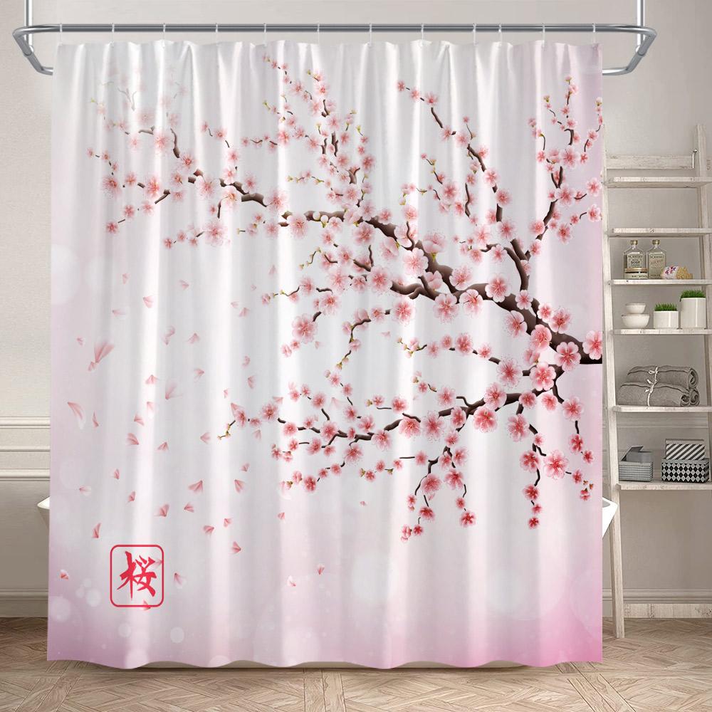 Ink Art Shower Curtains Bamboo Floral Koi Carp Eagle Abstract Mountain Chinese Style Landscape Polyester Bathroom Curtain Decor