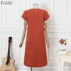 ZANZEA Women Casual Round Neck Short Sleeve Print Dress