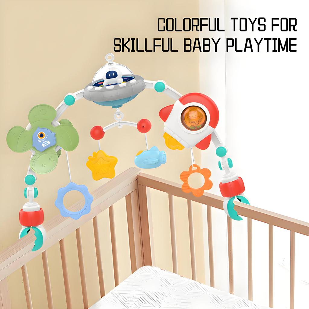 Baby Stroller Arch Toys Crib Mobile Music Rotating Bouncers Toys Fine Motor Skills Sensory Development Arch Baby Car Seat Toys