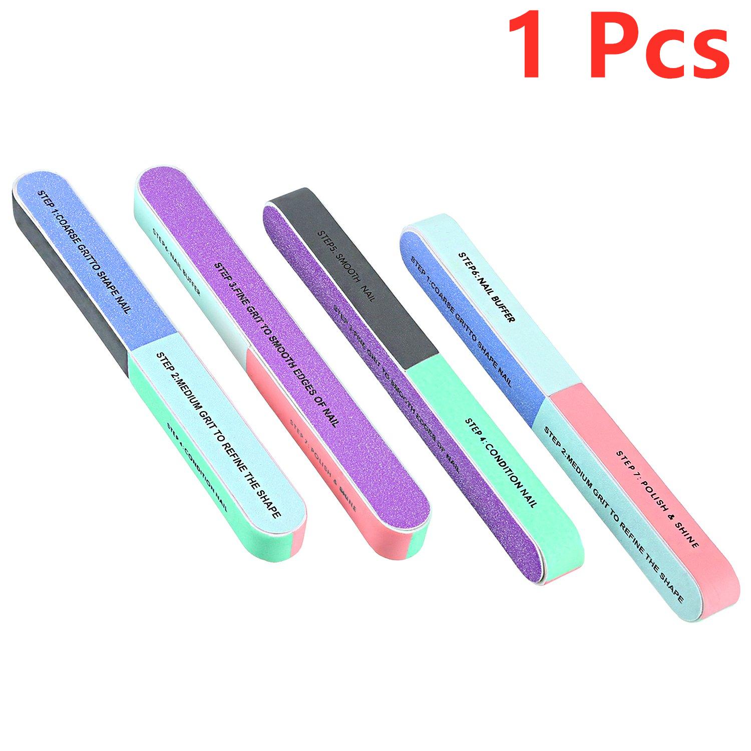 1/2/3 Pcs Nail Files 7 Sided Nail Buffering Files 7 Way Nail File Washable Emery Boards Nail Buffer Block for Home and Salon Use