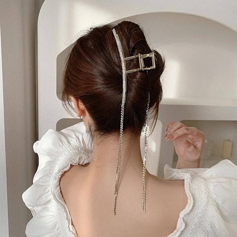 Französische Lange Quaste Hai Haarspange Strass Haarspange Haarnadel Barrett Haaraccessoires für Freundin Frauen