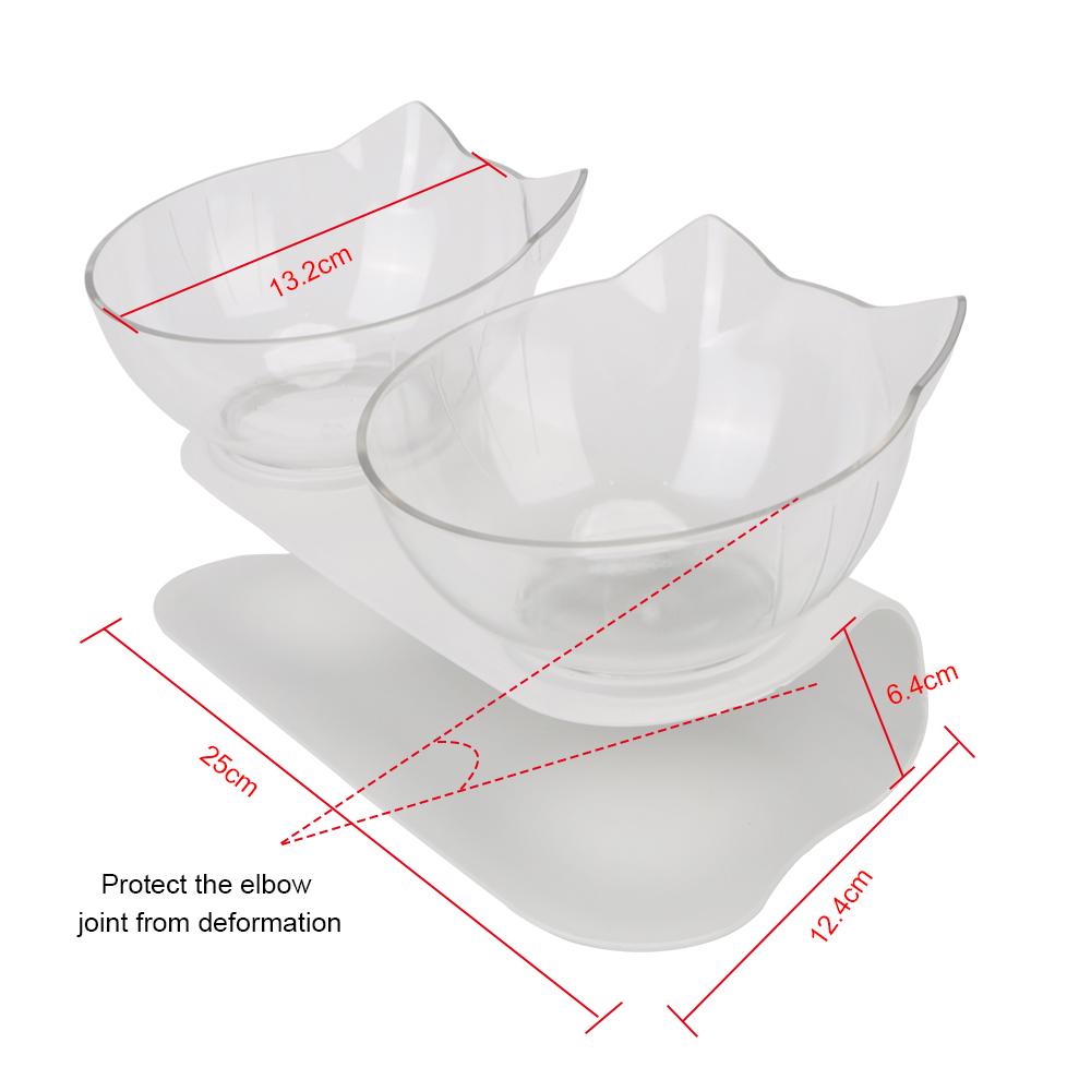 Non-slip Cat Bowl Dog Bowl Durable Double Bowls With Raised Stand Protection Cervical Pet Supplies