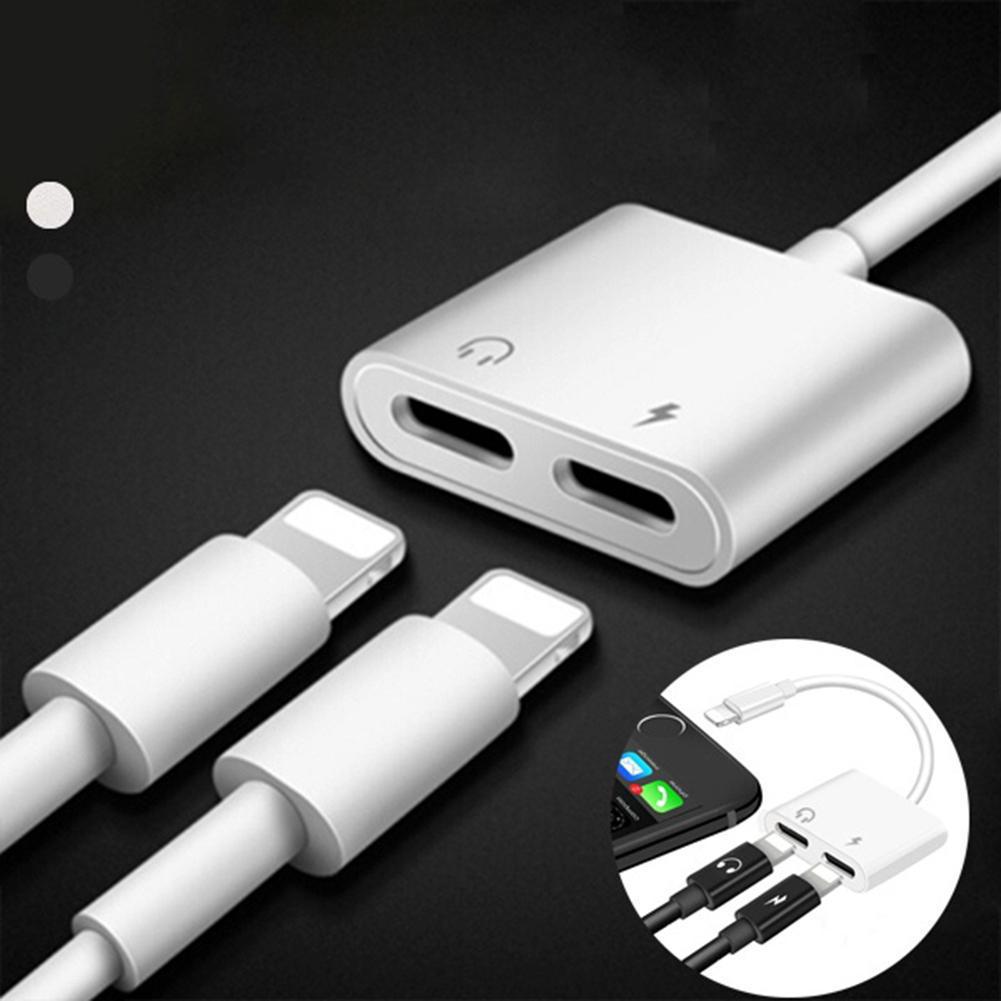 Buy For Iphone 7 8 X Audio Adapter Splitter Double Jack Headphone Charging/Audio/Calling Adapter