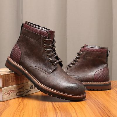 Fashion Men's Classic Retro Work Boots Mens Fashion Ankle Desert Boot Men High-top Lace-up Casual Leather Shoes Good Quality