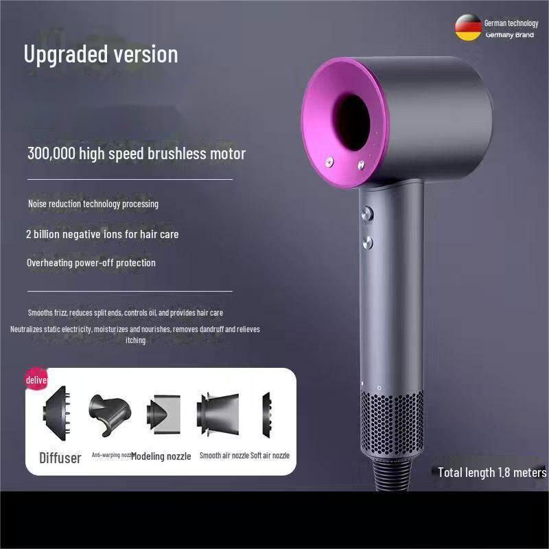 Uscător de păr Mousen cu control al temperaturii de mare viteză: Cald/Rece, Ioni negativi, Design fără frunze