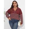 Women's Pullover Sweater Plus Size Women's Clothing Striped Patchwork Half Turtleneck Zipper Heart Knitted Sweater
