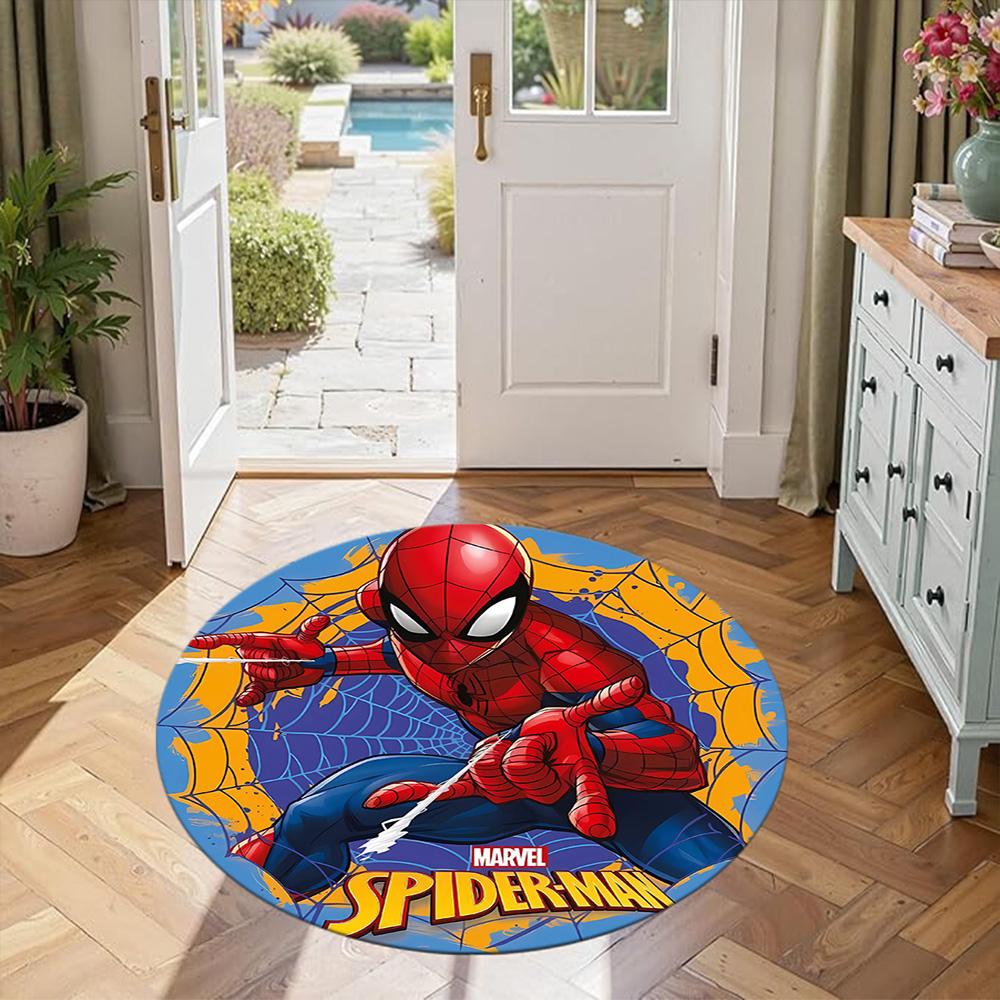 Spider-man Round Floor Mat Design for Dining Room Entryway Decorate room Hallway Antislip Round Carpet Decorate Offices