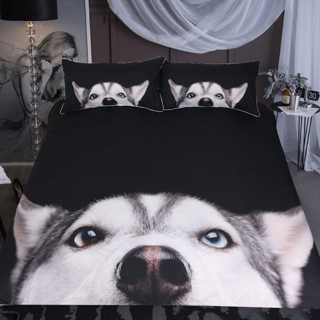 Cute Husky Duvet Cover Set Puppy Dog Husky Bedding Set Lovely Dog Quilt Cover Single Queen King Fashion Modern Gift for Kids