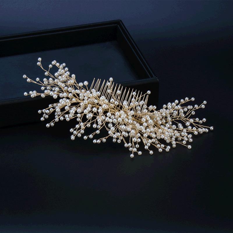 Korean-Japanese Bridal Hair Comb with Faux Pearls – Elegant Wedding & Performance Accessory
