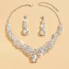 3pcs Women's Zircon Set with Zircon Inlaid Rhinestone Women's Earrings Necklace Bridal Wedding Dress Accessories