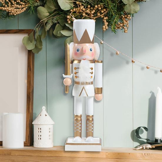 Yousheng 10" Nutcracker Figurines Wooden Christmas Nutcracker Soldier Ornament Standing Nutcracker Figure for Fireplace Shelf Tabletop Decor