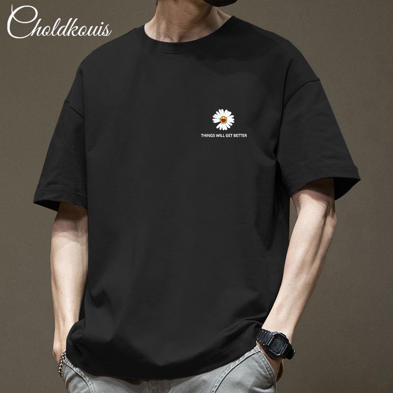 Simple T-shirt Men's print Summer Trendy Printed Cotton Short Sleeved Loose Trendy Breathable T-shirts