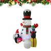 Christmas Inflatable Sitting Snowman 7ft Waterproof Night Lighting Decor With 2 Penguins Built-in Rotating RGB LED Lights