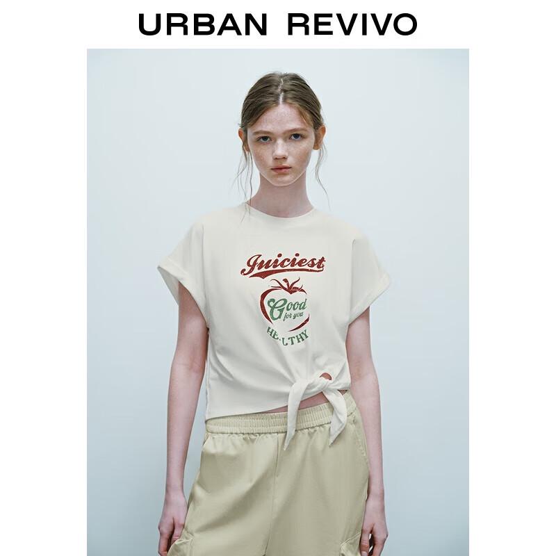 UR 2025 Women s Color-block Print Slit Short Sleeve T-shirt XS