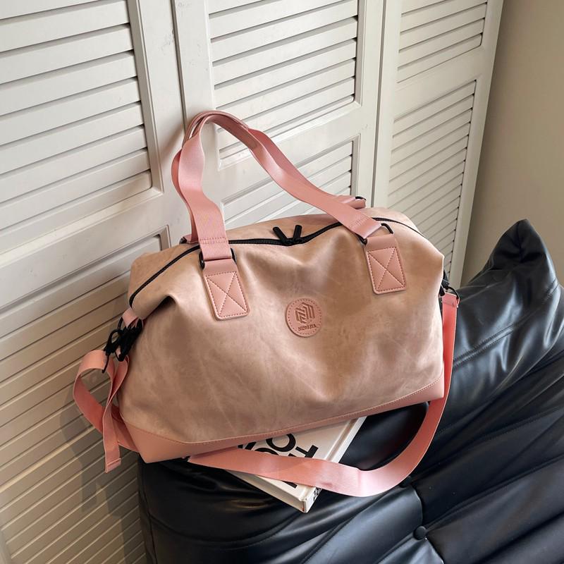 Trendy PU Leather Large-Capacity Travel Bag: Casual Handheld & Single Shoulder Sports Fitness Luggage