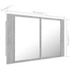 VidaXL Bathroom Cabinet with LED Mirror Concrete Grey Acrylic 804968