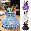 Small Item Organizer 3D Printed Dress Shape Pen Holder, Cute Desk Gift for Teachers Makeup Brushes Stationery, Creative Home Office Decor Holder