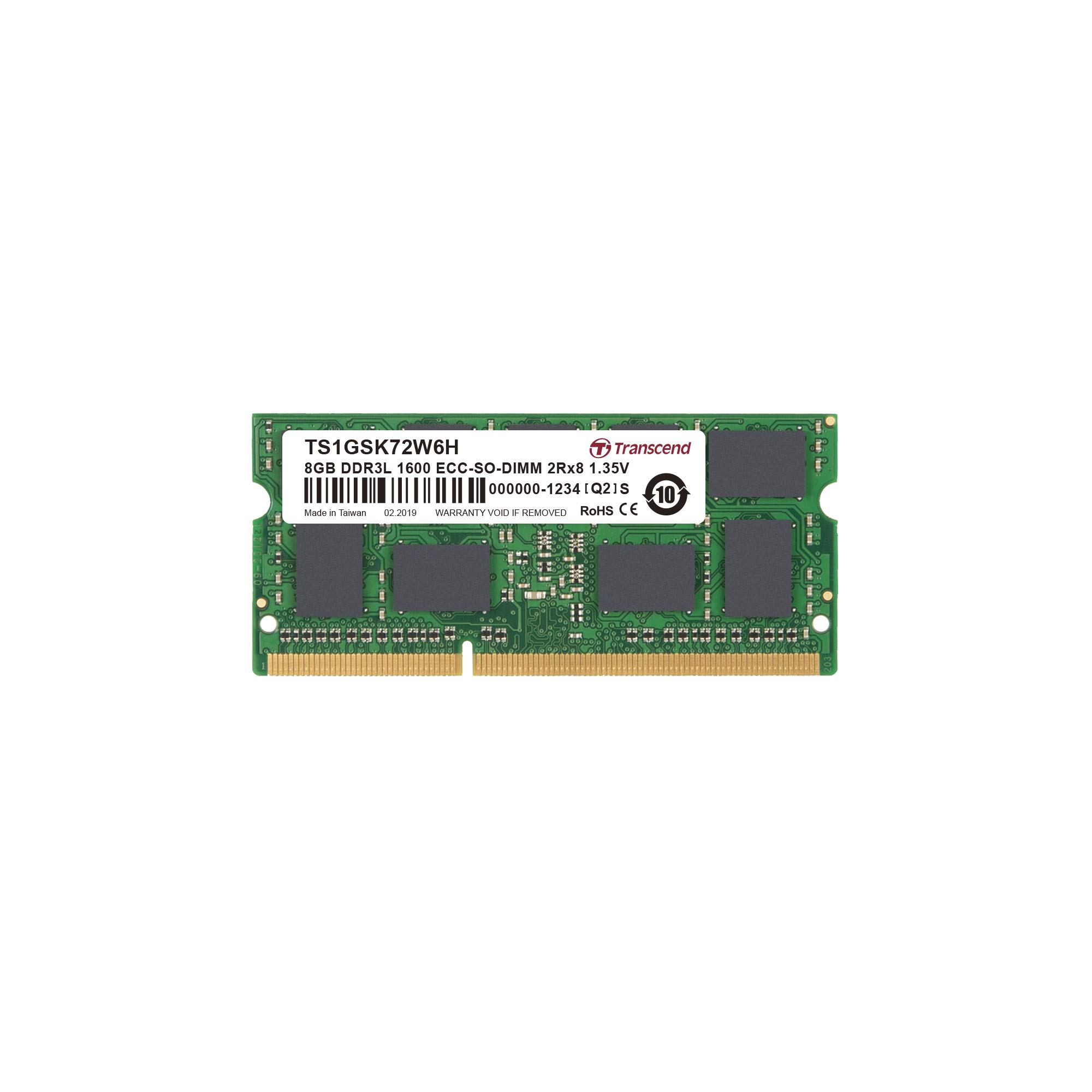 

Transcend ECC 2Rx8 8GB 3 роки гарантії TS1GSK72W6H Commercial/Industrial DDR3L-1600 SO-DIMM 1.35V