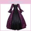 Vintage Print Court Dress Victoria Long Skirt Cosplay Costume Halloween Party