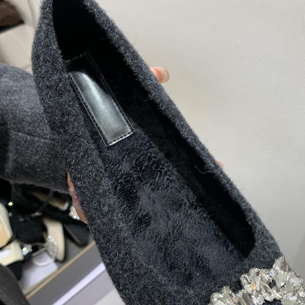 Spitze Plüschschuhe, jährliche Plüsch Strasssteine, schwarz mit Rock, innere Höhenverstellung Single Shoes, Damen Baumwolle.