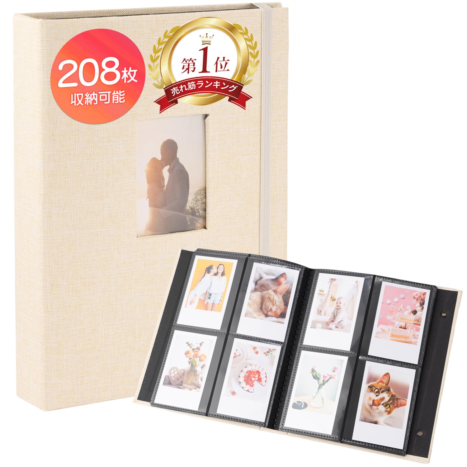 

Instax Album Instax Book 208 Pieces Large Capacity Storage Instax File [Leather ICHI] (Ivory)