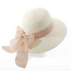 Lady New Bowknot Straw Hat Adult Summer Sunscreen Leisure Cap Wide Brim Students Fresh Raffia Shading Sun Cap Foldable