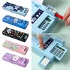 2025Double Layer Pencil Case Astronaut/Animal Design Pencil Sharpener Pencil Box Plastic With Calculator Stationery Organizer