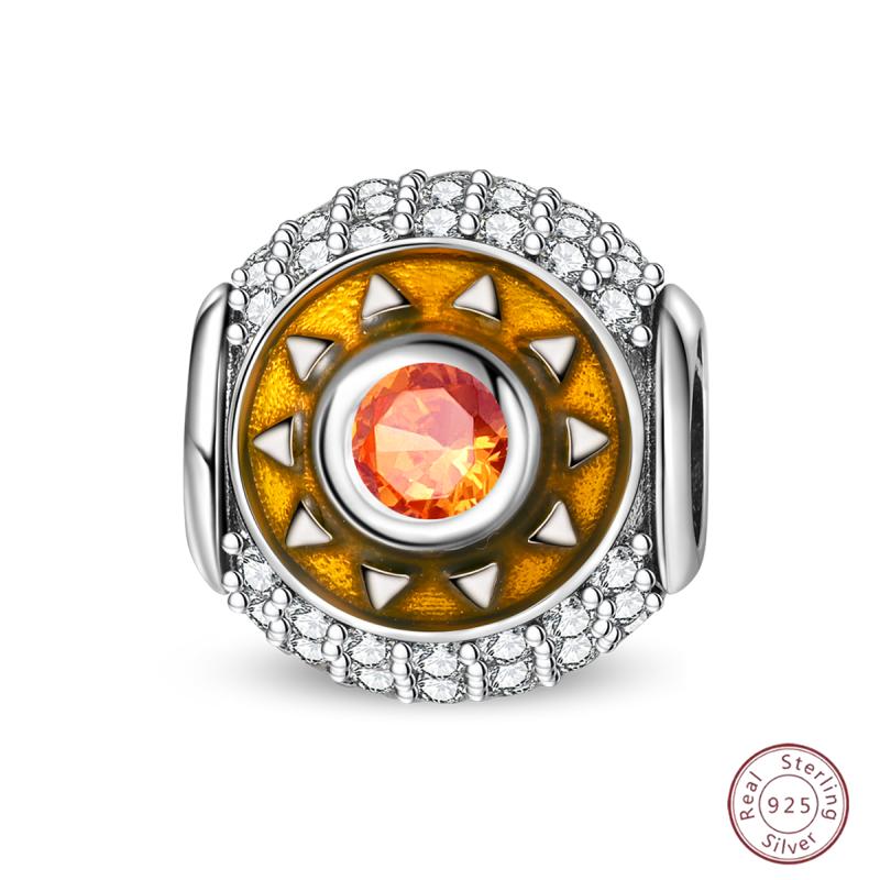 Copper Beaded Pendant Shiny Zircon Dessert Donut For Original 3Mm Bracelet Ladies Fine Jewelry