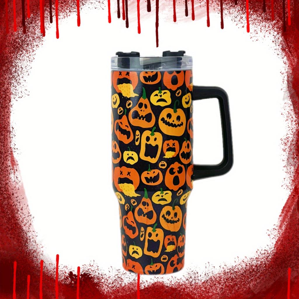 1200ml Stainless Steel Thermos with Portable Leak Proof Lid and Straw Suitable for Halloween and Birthday Gifts