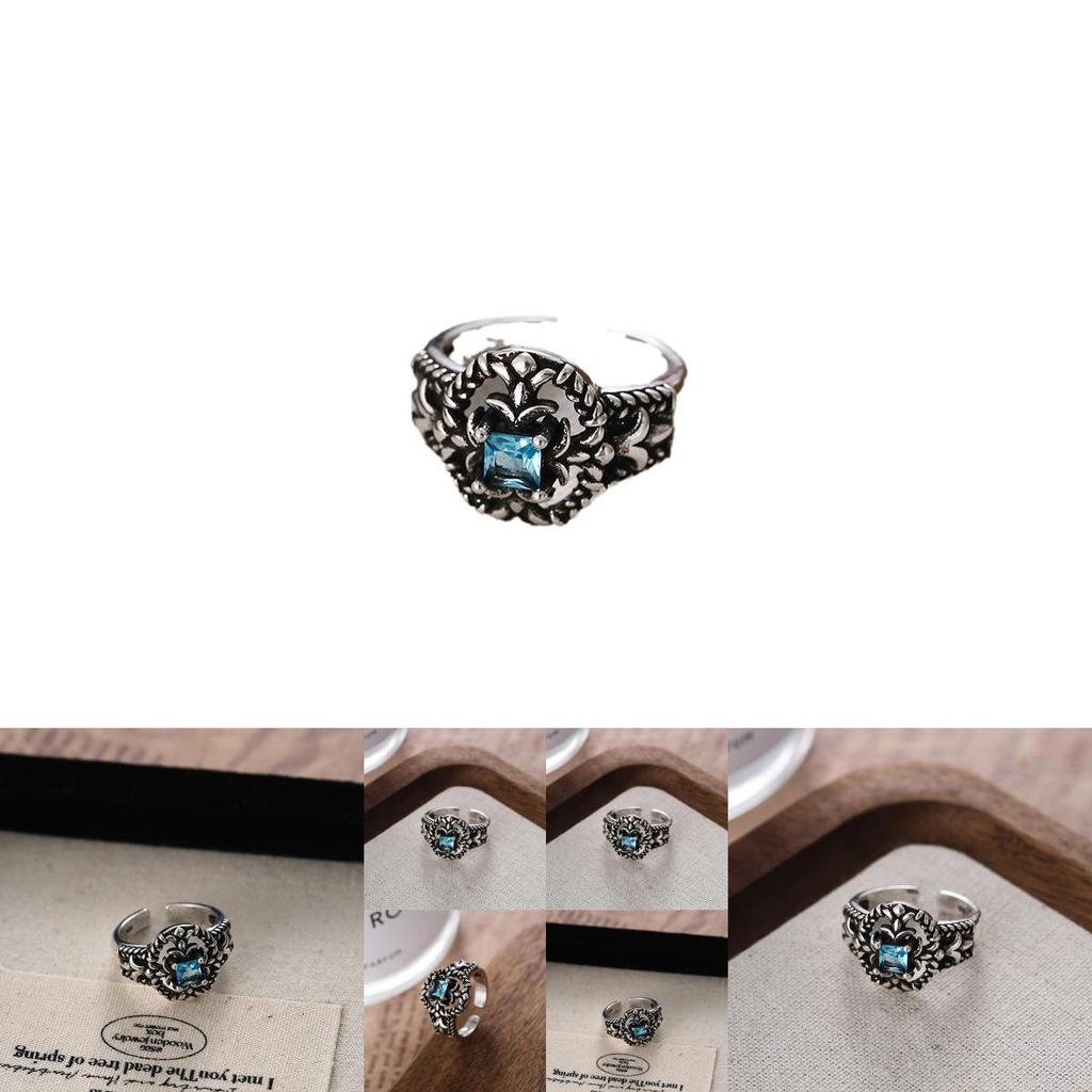 Elegant Geometric Style Open Ring For Women Vintage Punk Hollow Zircon Jewelry Piece