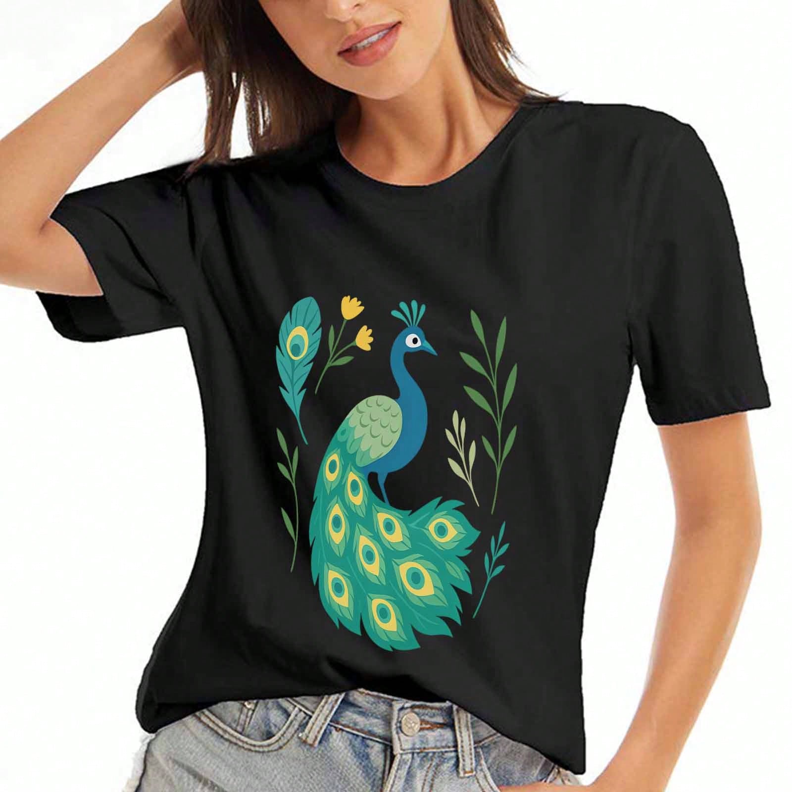 Peacock Bird unisex Cotton T Shirt, Premium Cotton Graphic Tee, Durable, Casual And Fashionable. I m A Peacock You Gotta Let Me Fly Funny Bird Lover G S разноцветный