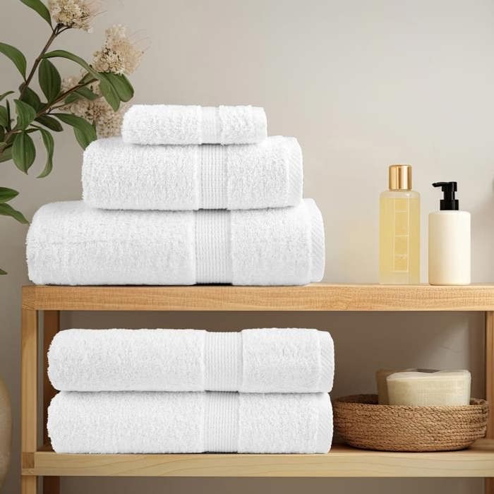 VidaXL Essuie-mains de Qualité Supérieure 10 pcs, Serviettes de Bain, Serviettes à Main, Débarbouillettes de Salle de Bain, 137126