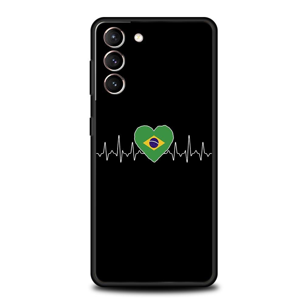 Brazil Brazilian Flag Football Phone Case For Samsung Galaxy S23 S22 S21 S20 FE Ultra 5G S10 S10E S9 S8 Plus 10 20 Soft Cover