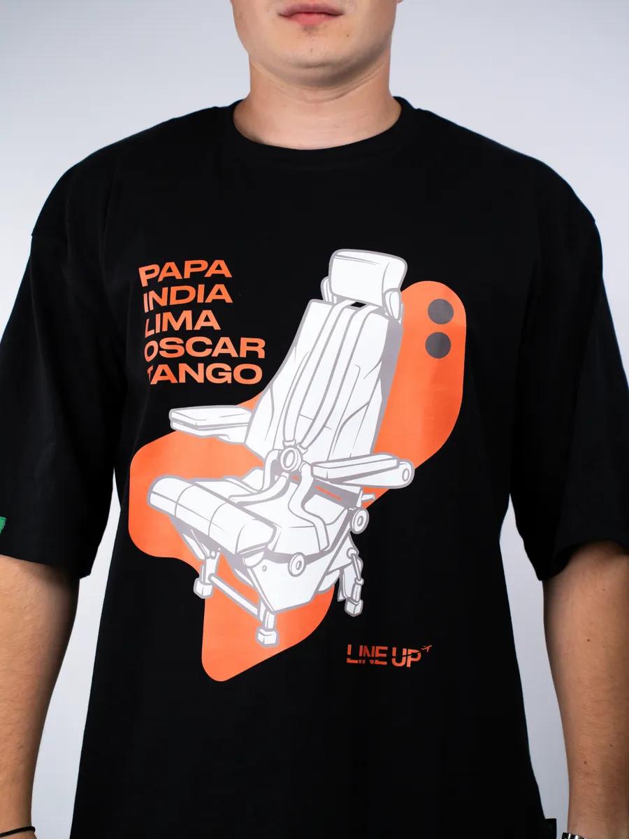 Oversized cotton T-shirt with PILOT CHAIR print 4XL