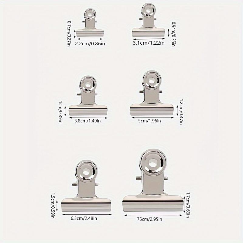 Stainless Steel Bulldog Clips, Heavy Duty Hinged Clips, Multi-Purpose Silvery Binder Photo, Home, Kitchen, Office, School Supplies