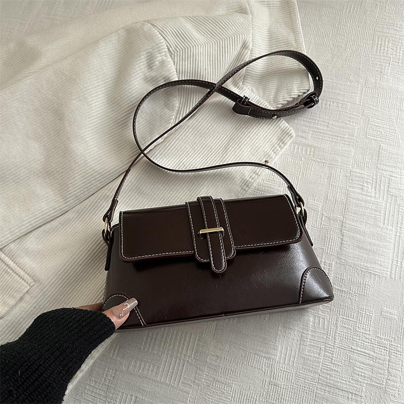 Premium Splicing Retro Underarm Bag Temperament Versatile Commuter Bag Niche Design Fashionable Shoulder Handbag