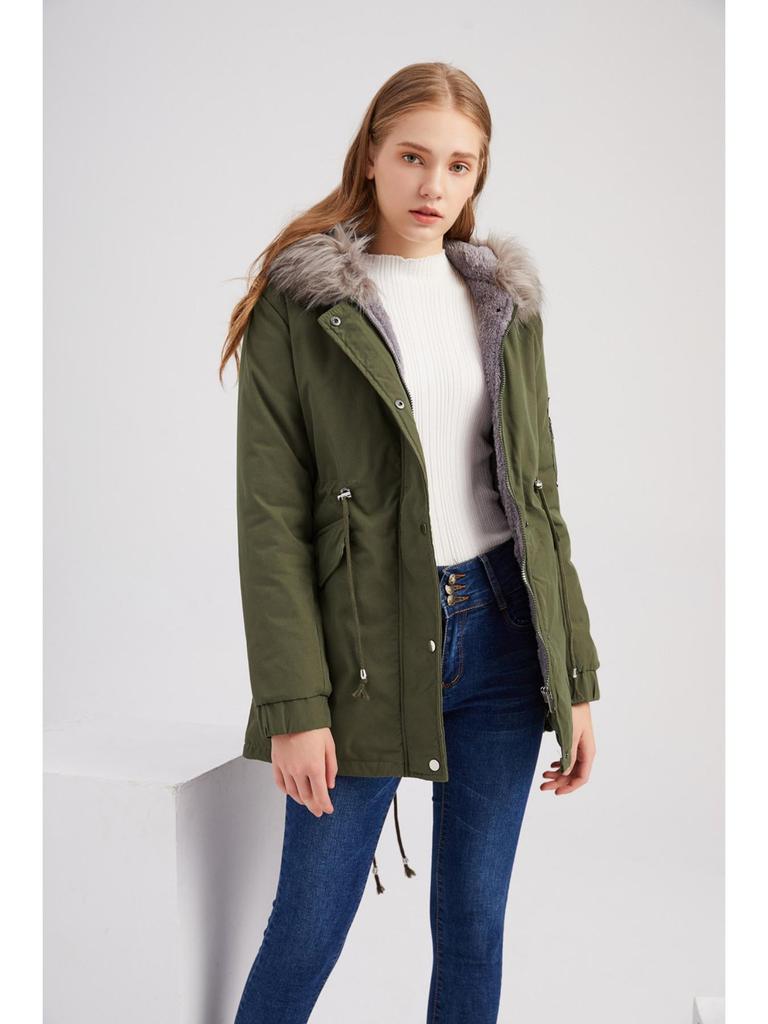 Cappotto Parker con Collo Cappuccio Cotone Cappotto con Cerniera Lunghezza Media Inverno Caldo e Soffice Cappotto con Giacca di Cotone