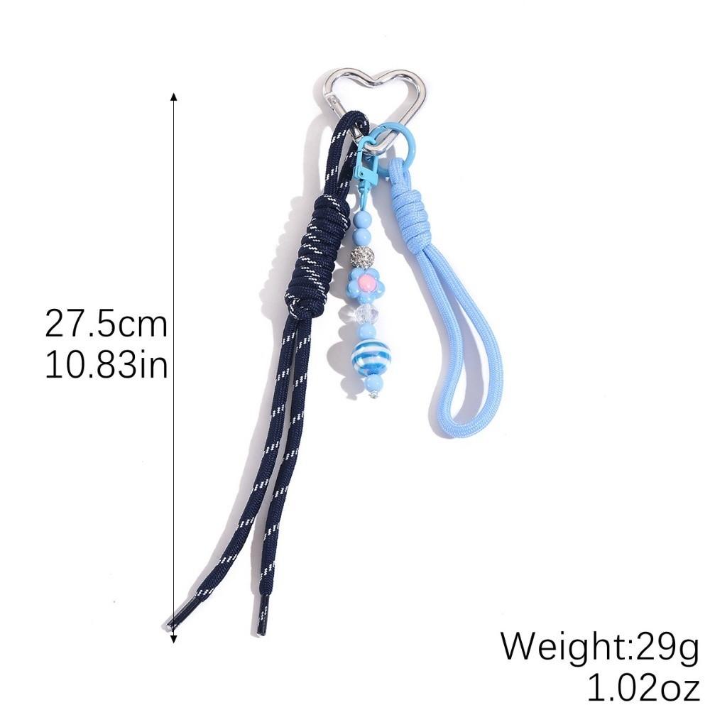 New Colored Hand Woven Keychain Braided Rope Bowknot Bag Pendant Leather Heart Buckle Mobile Phone Lanyard Gifts