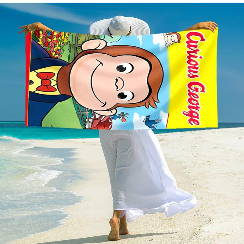 1pc Curious George (6) Beach Towel, Comfortable and Thick, and Swimming/Bath/Picnic/Camping Towel, Suitable for Seaside Beaches