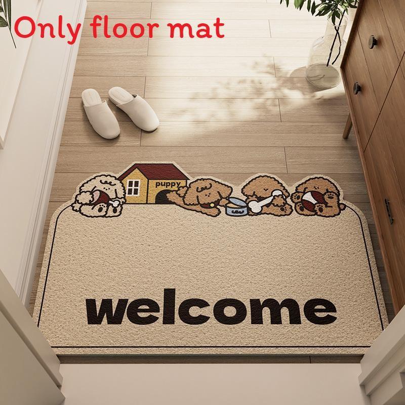 Cute Cartoon Puppy Cat Gummy Candy Pattern Entryway Mat With Geometric Pattern Non Slip Durable For Home Use StyleA,40x60cm