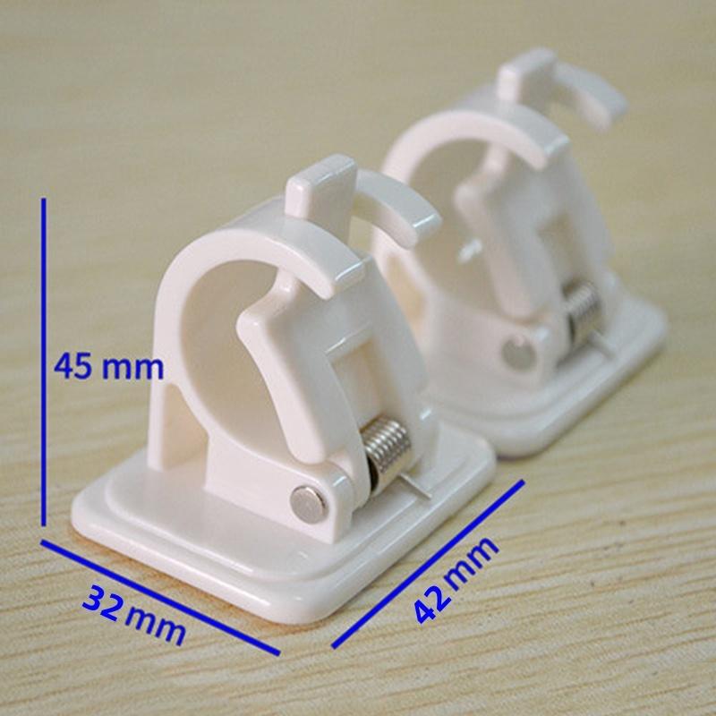 Wall Hooks Rack Curtain Rod Bracket Mounted Plastic Hang Lever Clamp Clips Tool