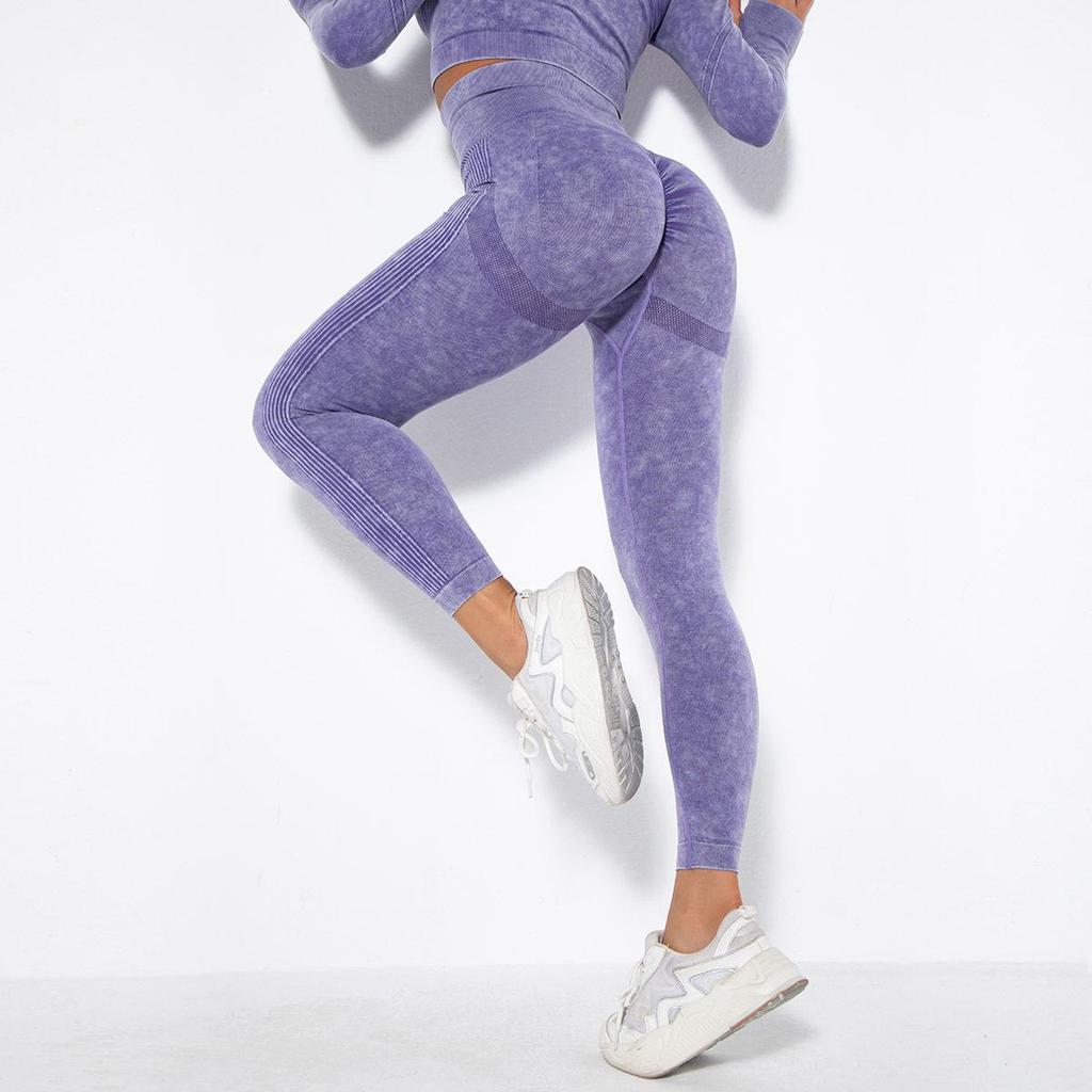 Seamless Frosted Yoga Set: Long Sleeve & High Waist Pants for Women