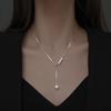 Korean Style High-End Tassel Pearl Titanium Necklace for Women