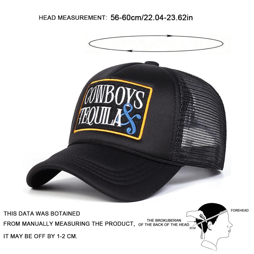 Unisex Cowboys Tequila Letter Embroidery Baseball Net Caps Spring Autumn Outdoor Adjustable Casual Hats Sunscreen Hat Sports Cap