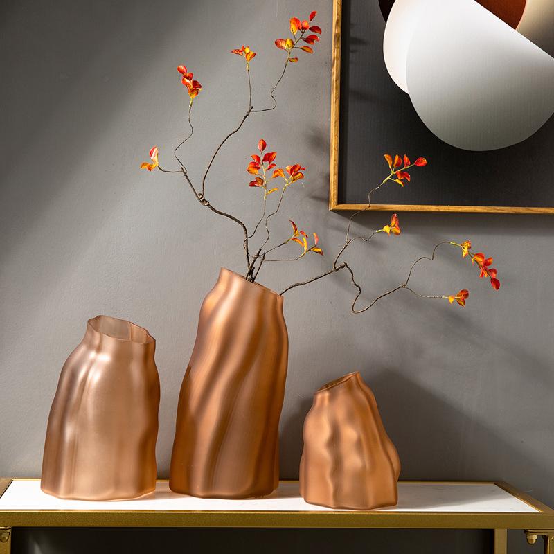 Creative Special-shaped Rockery Frosted Gradient Glass Vase Living Room Decoration Color Transparent Flower Arrangement Vase